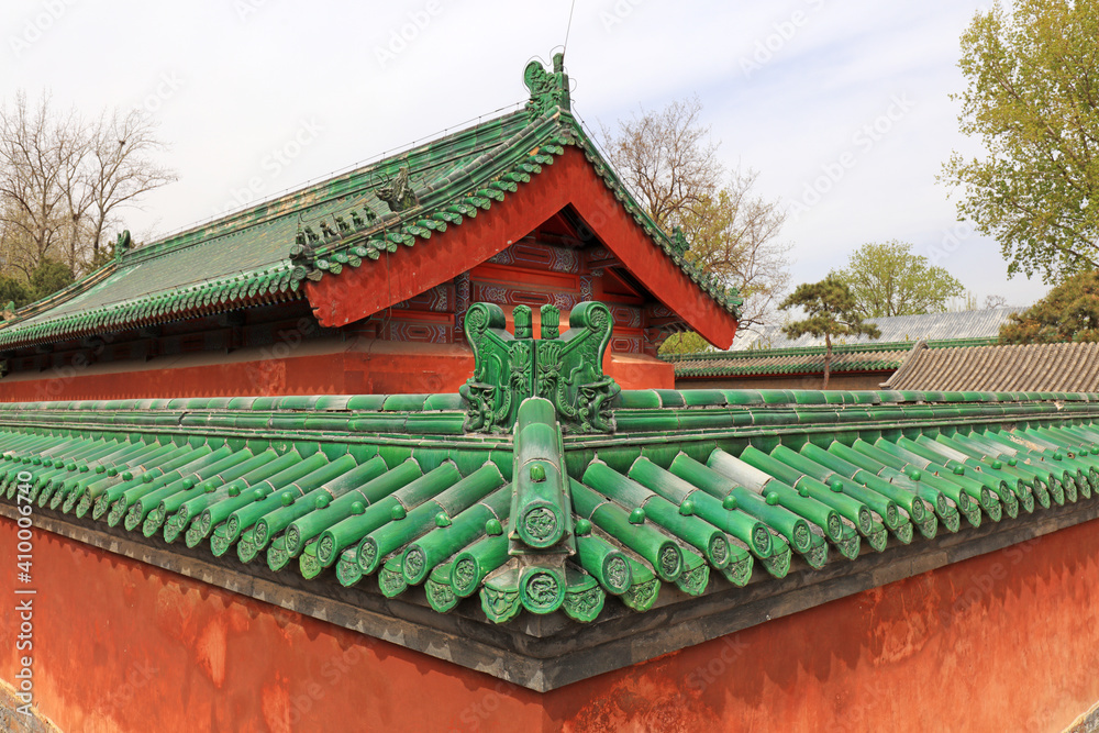 Chinese classical glazed tile architecture landscape in Ditan Park, Beijing, China Chinese classical glazed tile architecture landscape in Ditan Park, Beijing, China