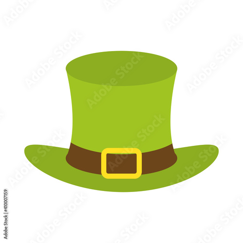 happy st patricks day leprechaun hat with shamrock icon flat style