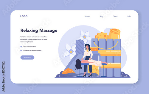 Massage and masseur web banner or landing page. Spa procedure