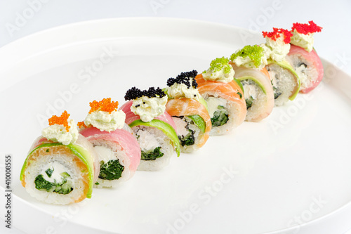 sushi set on the white plate