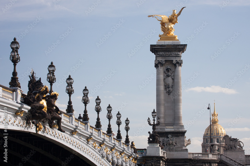 Alexander's third bridge in Paris on a spring day. France