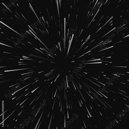 Abstract star or sun. Explosion effect. Black and white vector illustration