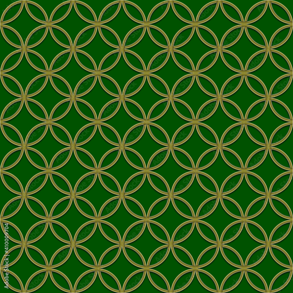 Green and golden seamless pattern with circles Green and golden seamless pattern with circles