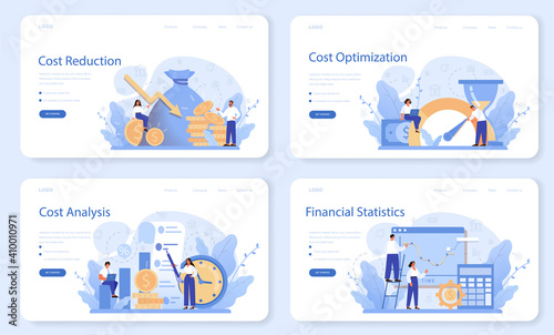 Cost optimization web banner or landing page set. Idea of financial