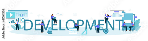 Development typographic header. Business expansion. Idea of company