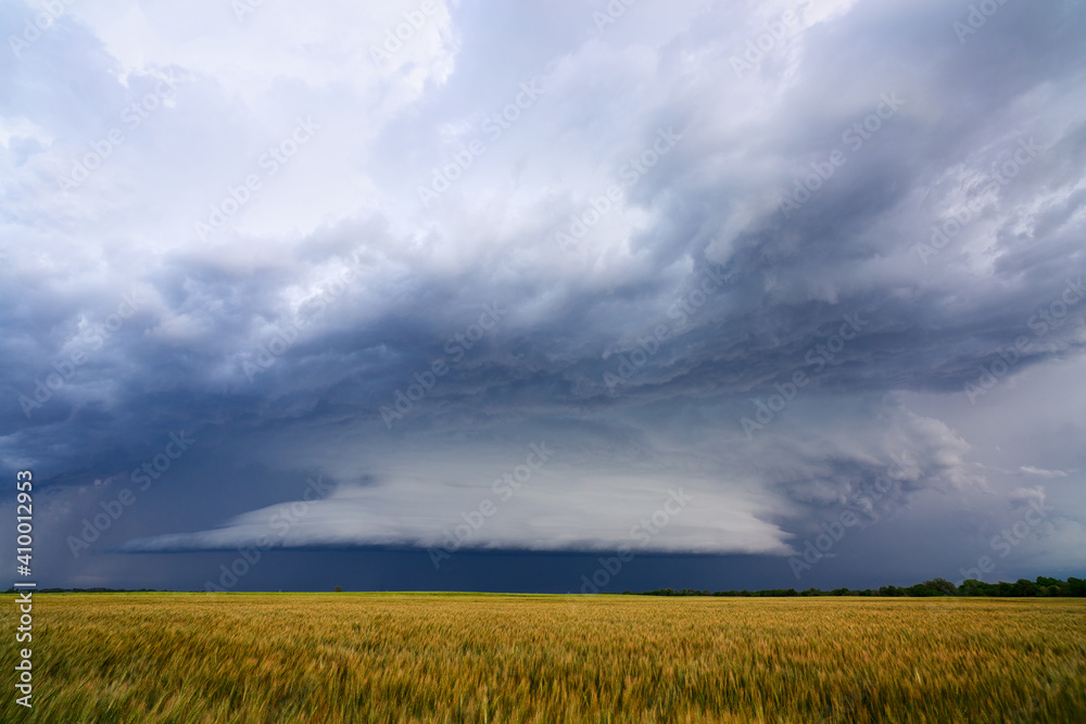 Storm clouds over a field in Oklahoma