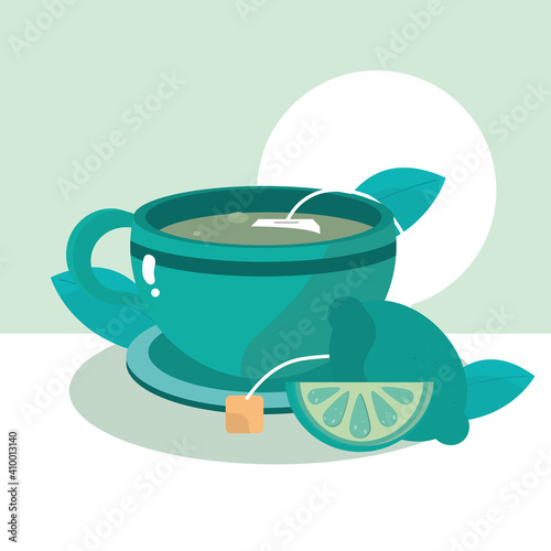 tea teacup lemon herbs fresh healthy meal