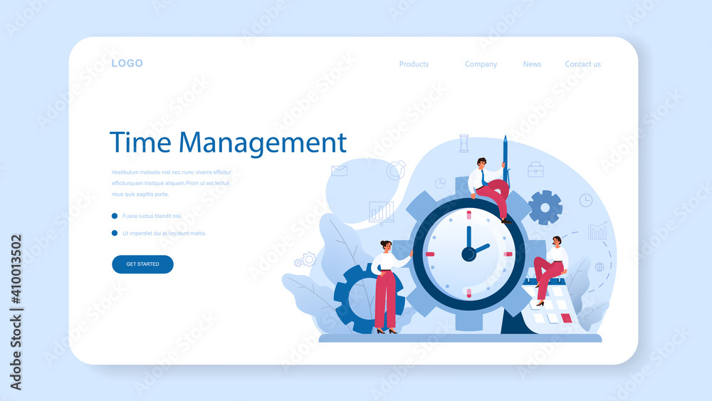 Time management web banner or landing page. Business people work Time management web banner or landing page. Business people work