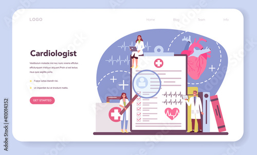 Cardiologist web banner or landing page. Idea of heart care