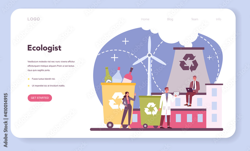 Ecologist web banner or landing page. Scientist taking care Ecologist web banner or landing page. Scientist taking care