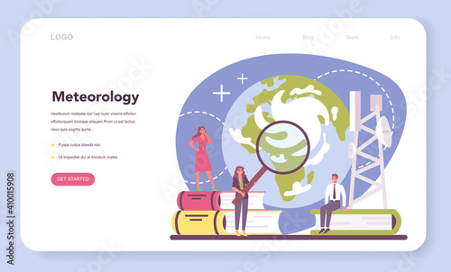 Meteorologist web banner or landing page. Weather forecaster