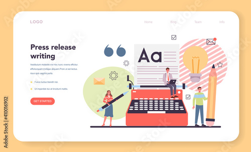 Press release web banner or landing page. Mass media