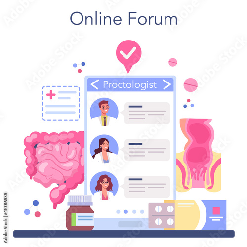 Proctologist online service or platform. Doctor examine intestine