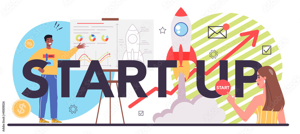 Start up typographic header. New business launching. Company Start up typographic header. New business launching. Company