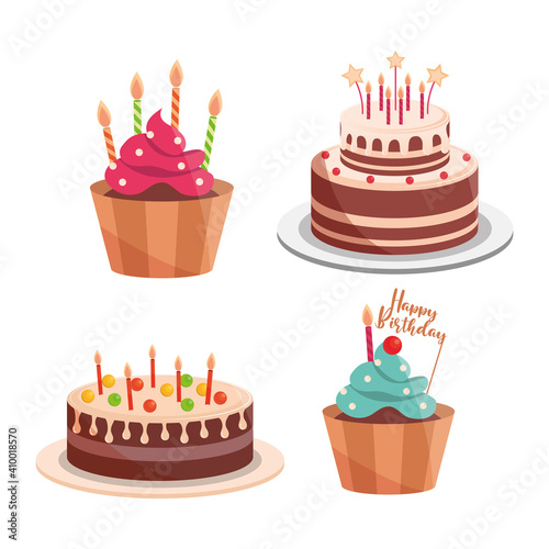 birthday cakes and cupcakes candles lettering celebration and decoration