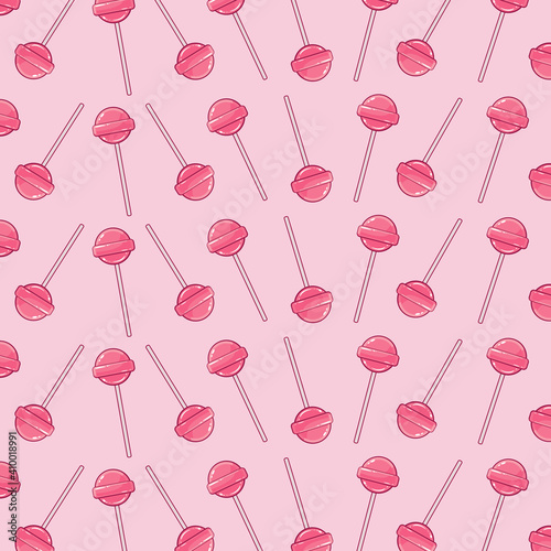 Pattern with pink lollipops for design.
