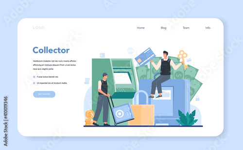 Encashment or collector web banner or landing page. Money