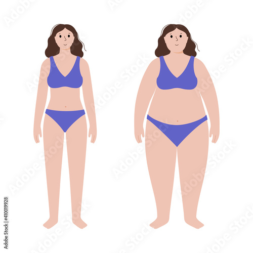 Obese and normal woman