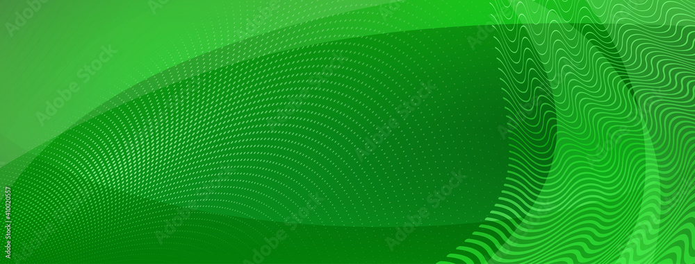 Naklejka premium Abstract background made of curves and halftone dots in green colors