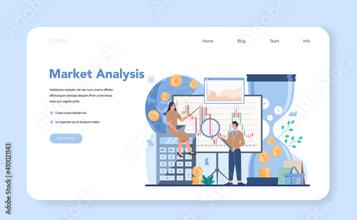 Trader, financial investment web banner or landing page. Stock