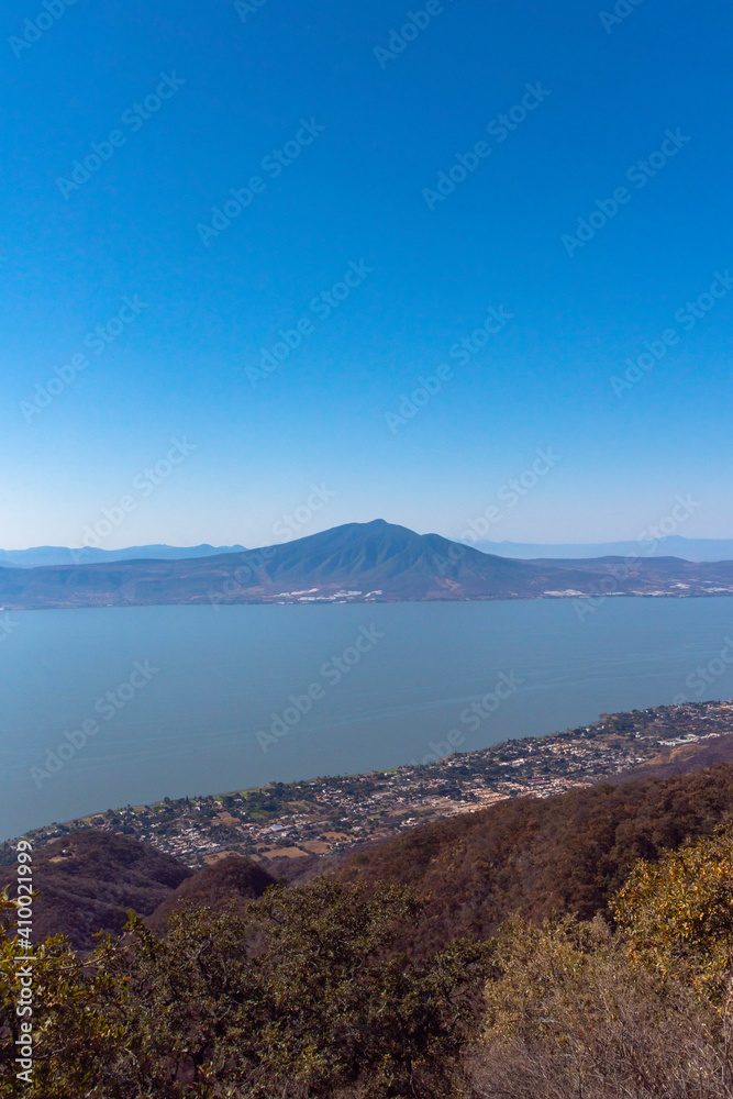 Aerial view of the city of Lake Chapala and its city in Ajijic Mexico