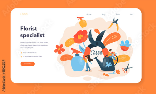 Florist web banner or landing page. Creative occupation