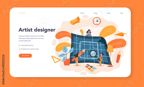 Professional interior designer web banner or landing page.