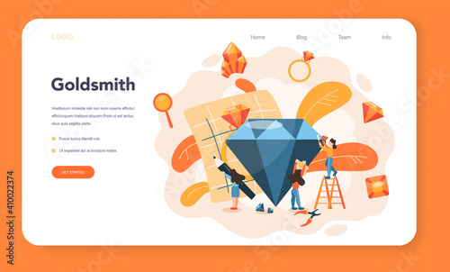 Jeweler and jewelry web banner or landing page. Idea of creative