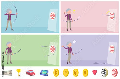 flat type Purple clothes grandma_Bow-and-arrow