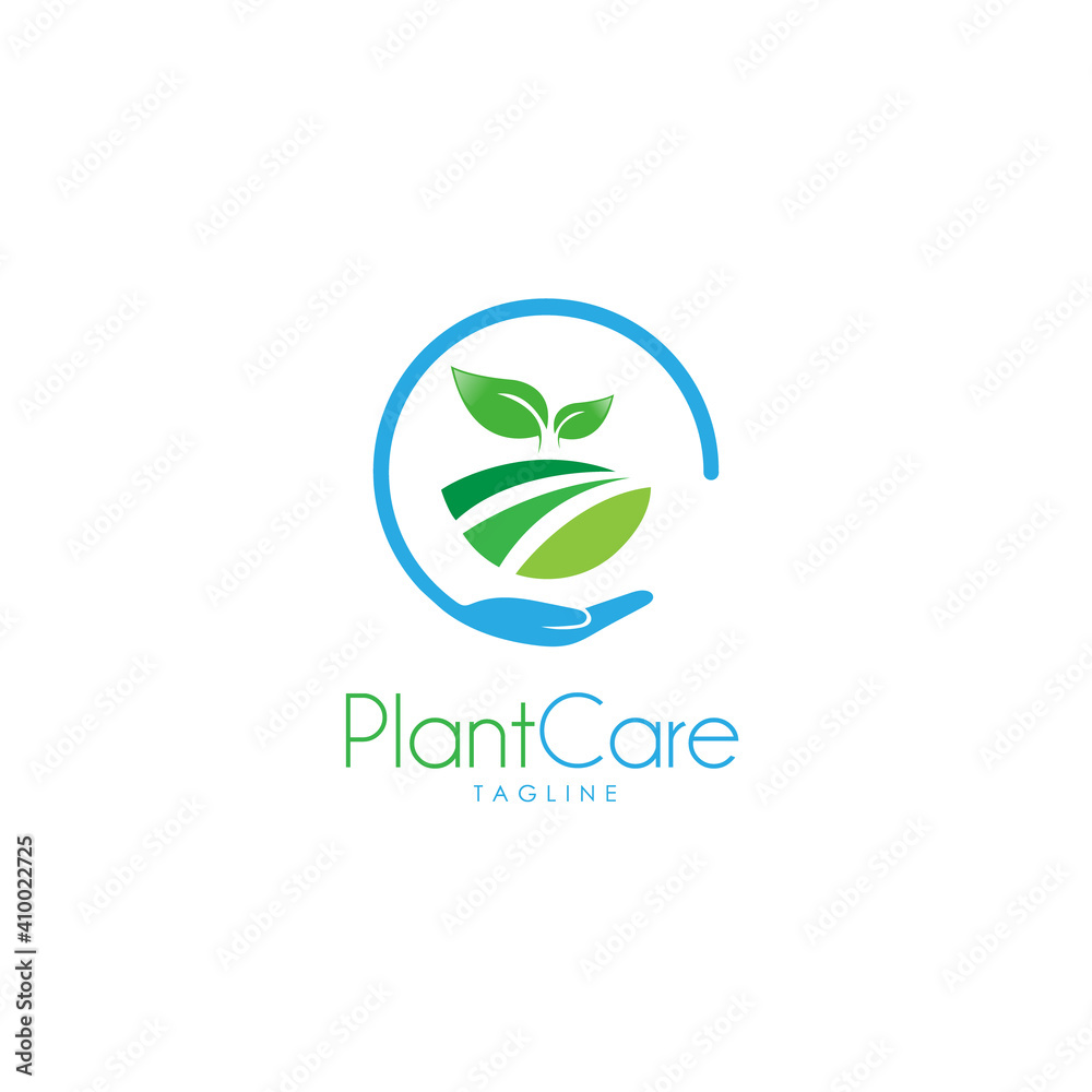 Plant Care Logo Design Template Flat Style Design Vector