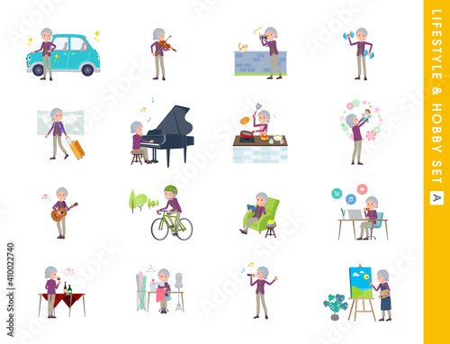 flat type Purple clothes grandma_Lifestyle-hobby-A