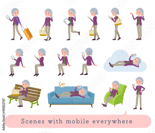 flat type Purple clothes grandma_Mobile-everywhere
