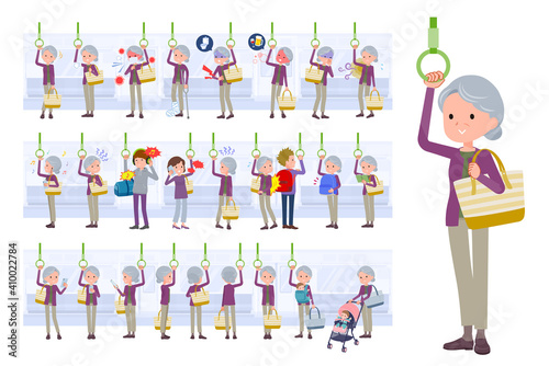 flat type Purple clothes grandma_on-the-train-standing