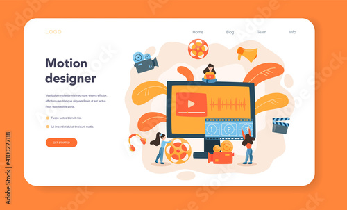 Video editor or designer web banner or landing page. Artist create