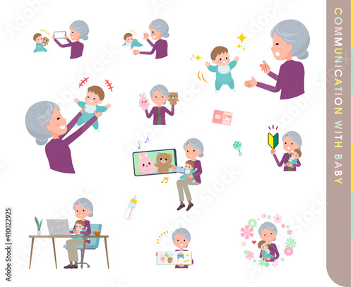 flat type Purple clothes grandma_with-baby