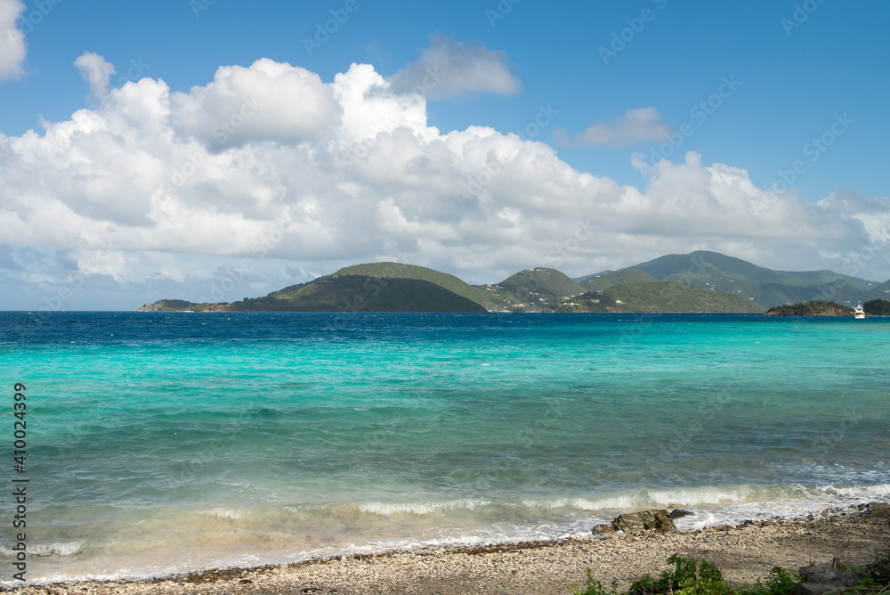 Beach in Tortola with St. John across the water.