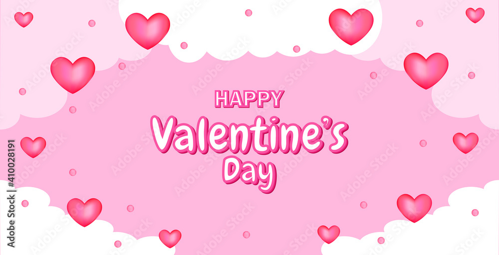 pink valentines day greeting banner design. 3d heart design in pink color. designs for the celebration of valentin 2021.