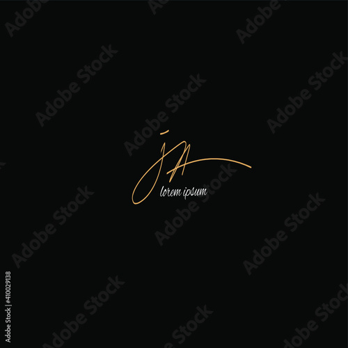 JA initial handwritten calligraphy, for monogram and logo