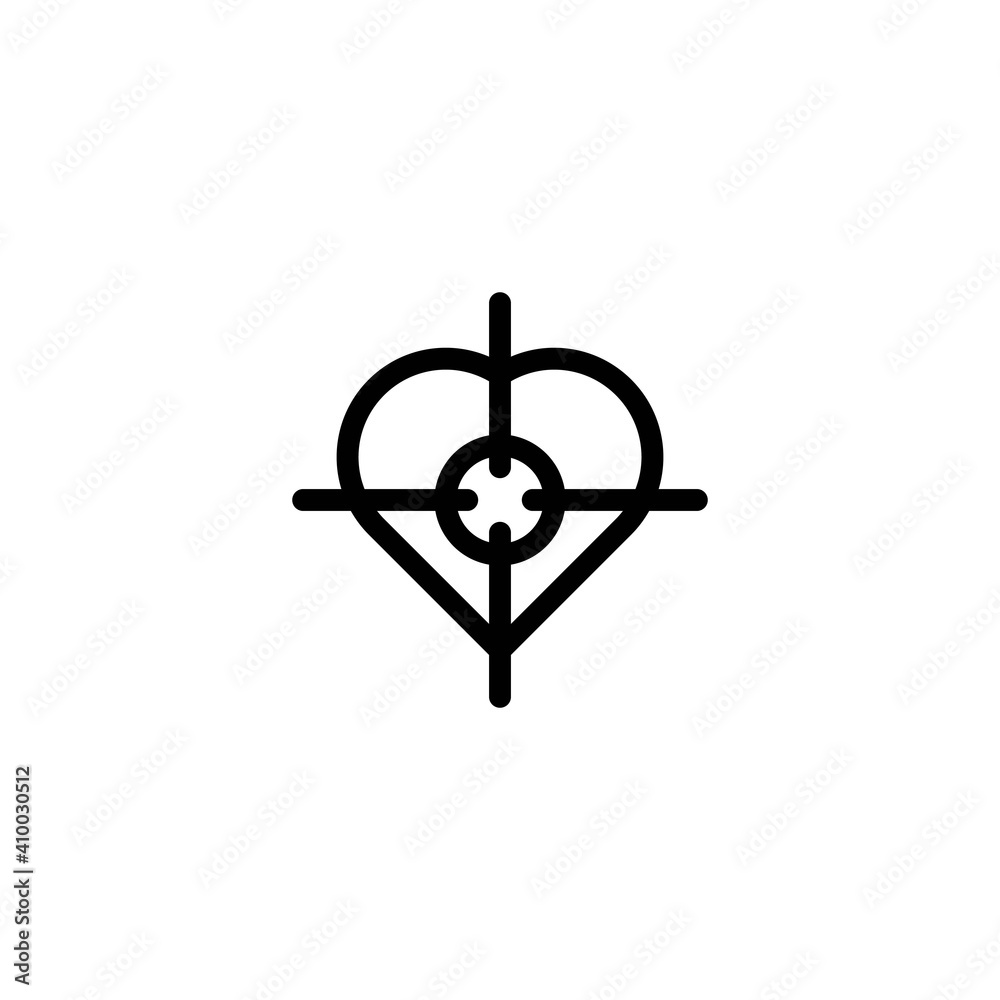 heart target icon in line style isolated on white background. valentine day sign web design concept. EPS 10