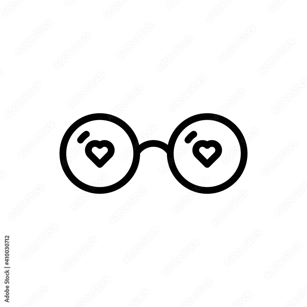 glasses icon with heart illustration in line style isolated on white background. sign symbol for valentine's day. EPS 10 glasses icon with heart illustration in line style isolated on white background. sign symbol for valentine's day. EPS 10