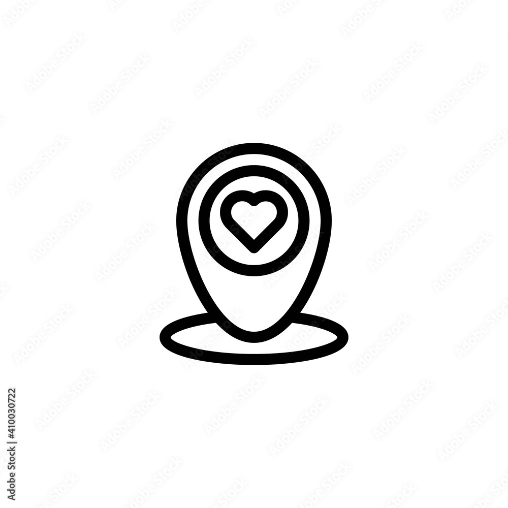 location icon with love illustration in line style isolated on white background. sign symbol for valentine's day. EPS 10 location icon with love illustration in line style isolated on white background. sign symbol for valentine's day. EPS 10