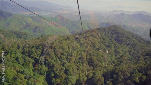 View from a cable car to the Ba Na Hills resort in the city of Danang. Travel to Vietnam concept photo