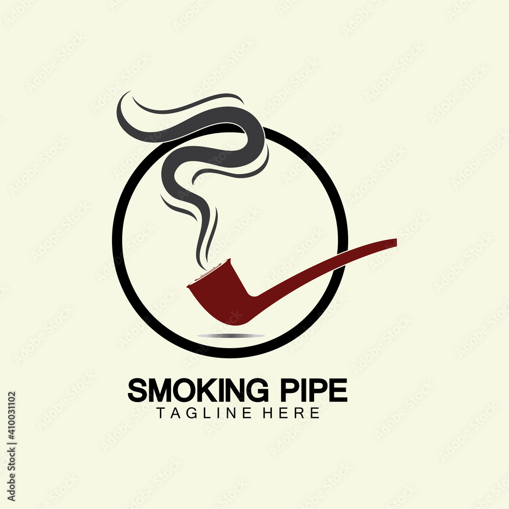 Obraz premium Pipe Smoking Logo icon vector illustration design.Tobacco, cigar, pipe icon vector image.
