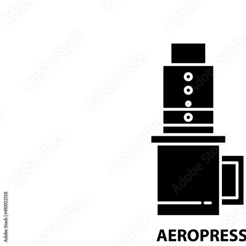 aeropress icon, black vector sign with editable strokes, concept illustration