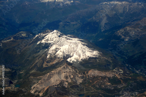 Dolomites from air in Italian Alps, Italy.