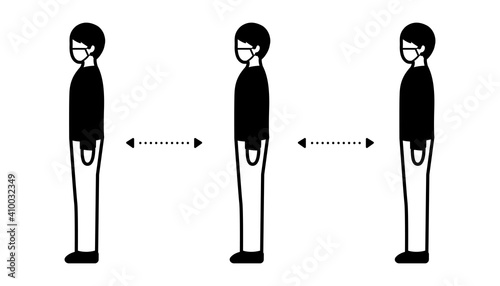 ソーシャルディスタンスのイラスト（横）