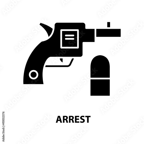 arrest icon, black vector sign with editable strokes, concept illustration
