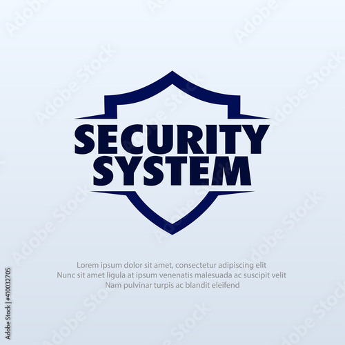 Vector illustration of a shield with the words Security System. Suitable for insurance companies, Security Service, and safety anti virus product. Security logo template.