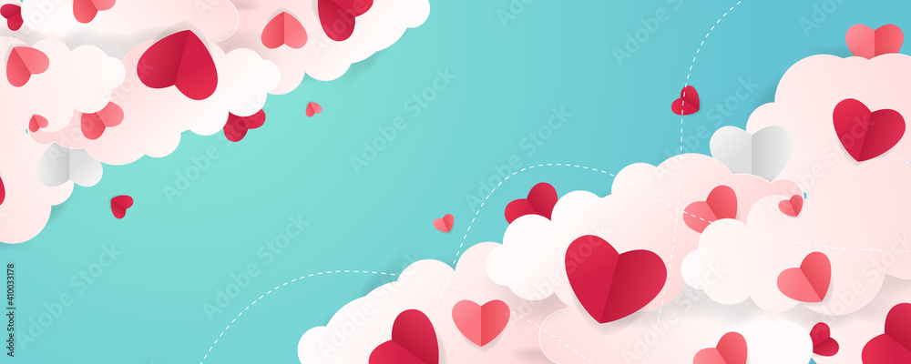 Valentines day background with Heart Shaped Balloons. Vector illustration. banners. Wallpaper. flyers, invitation, posters, brochure, voucher discount.