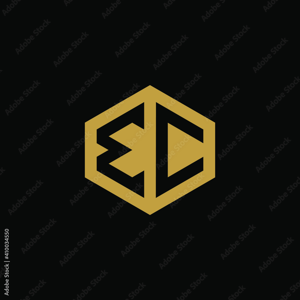 Initial letter EC hexagon logo design vector